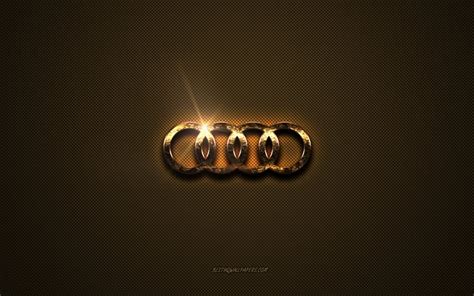 Download Wallpapers Audi Golden Logo Artwork Brown Metal Background