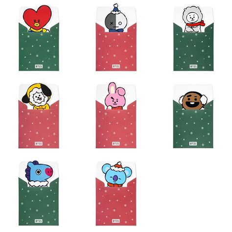 Bts Bt21 Official Winter Christmas Card Message 8 Set Free Tracking