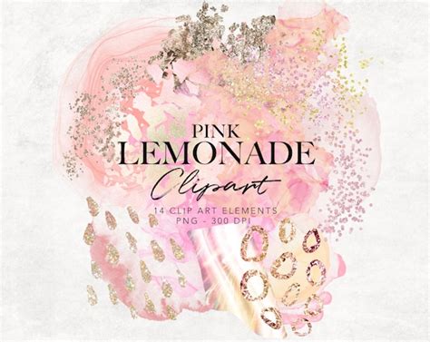 Pink Lemonade Clipart Splashes Clipart Abstract Watercolor Etsy