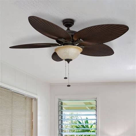 52 Honeywell Palm Island Bronze Ceiling Fan With Bowl Light