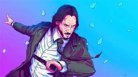 2560x1440 John Wick As Keanu Reeves Illustration 1440p Resolution