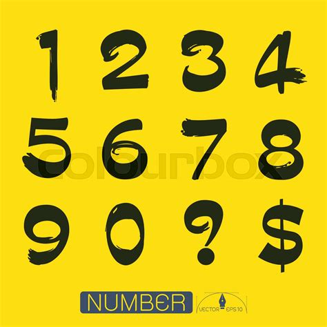Numbers 0 9 Written With A Brush Stock Vector Colourbox