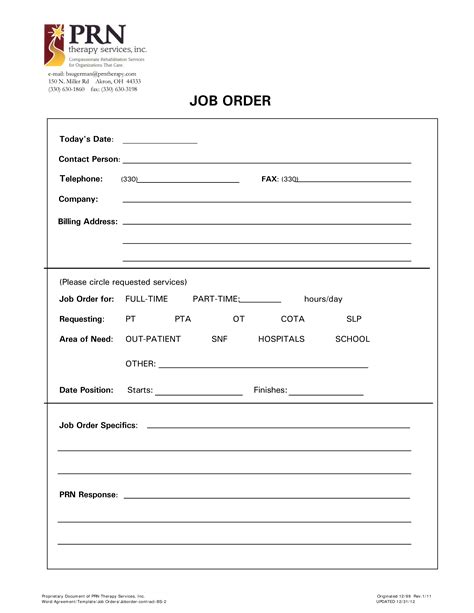 Employee Job Order | Templates at allbusinesstemplates.com