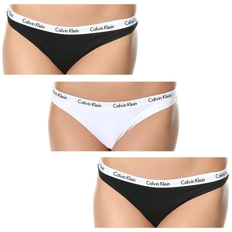 Calvin Klein Women S Underwear Ck Carousel 3 Pack Cotton Stretch Thong String Ebay