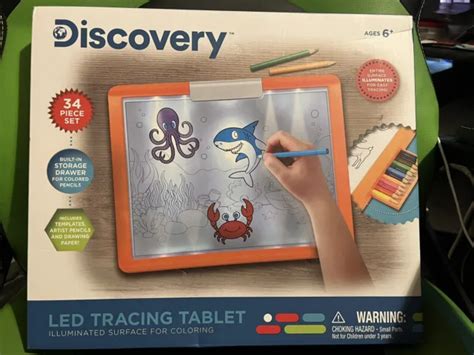 Discovery Kids Led Illuminated Tracing Tablet 34 Piece Set Brand New