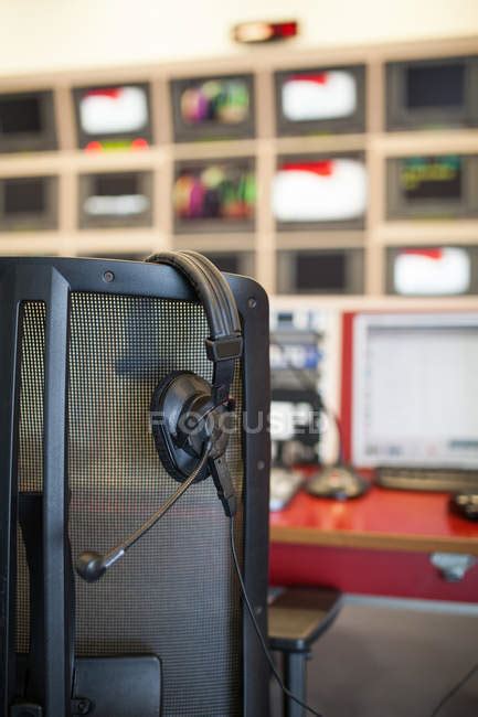 Professional Tv Studio Equipment — Desk Seat Stock Photo 121429992