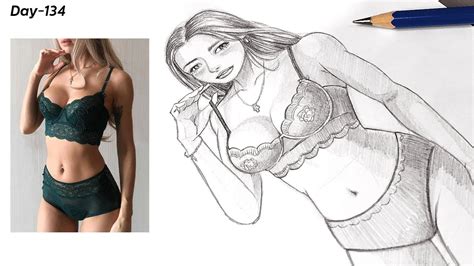 How To Draw Female Body Sexy Lingerie Sketching Pencil Day 134 Youtube