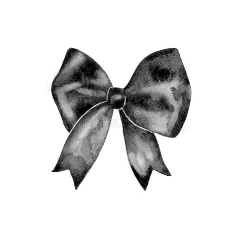 Watercolor Retro Satin Black T Bow Collection Isolated On White