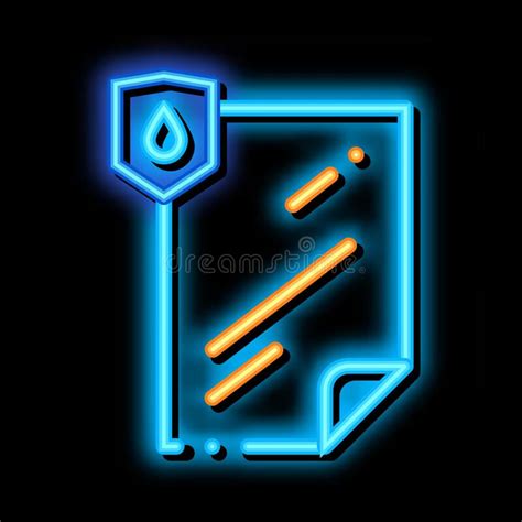 Waterproof Material File Neon Glow Icon Illustration Stock Vector