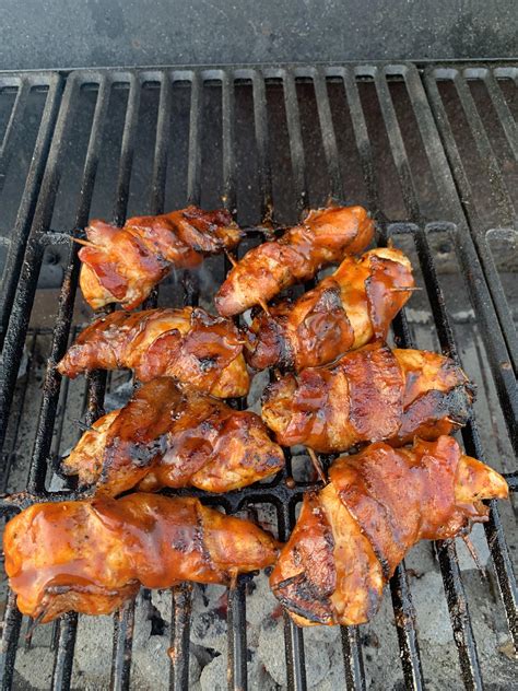 Bacon Wrapped Chicken Tenders Finished With Bbq Sauce Rgrilling