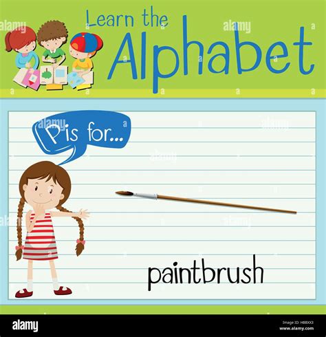 Flashcard Letter P Is For Paintbrush Illustration Stock Vector Image
