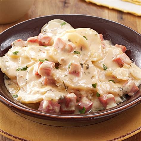Creamy Mushroom Ham And Potatoes Recipe Taste Of Home