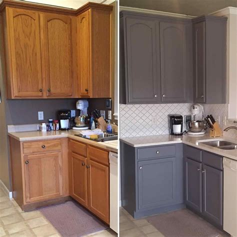 Kitchen Cabinet Before And After Of Painted Kitchen Cabinets Before