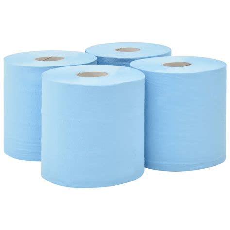 Vidaxl 2ply Industrial Paper Wiper 4 Rolls 20 Cm Blue Paper Towels