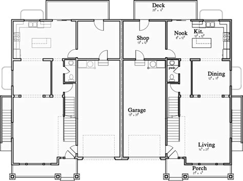 Craftsman Luxury Duplex House Plans With Basement And Shop