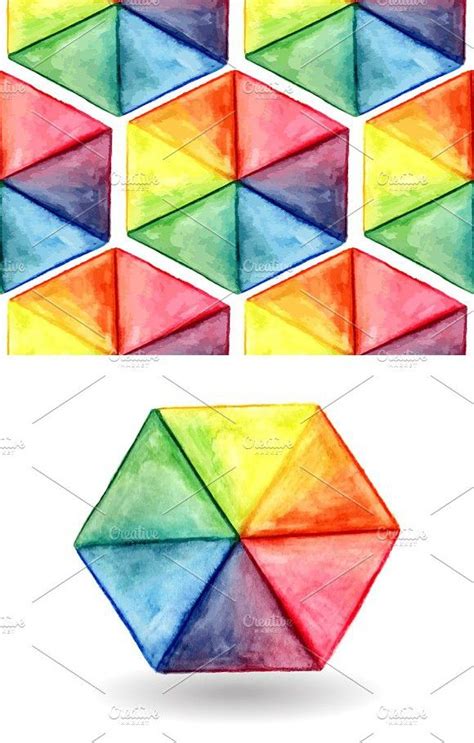 Vector Watercolor Geometric Seamles Geometric Watercolor Pattern