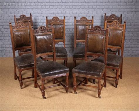 Set Of Eight Oak And Leather Dining Chairs C1890 Antiques Atlas