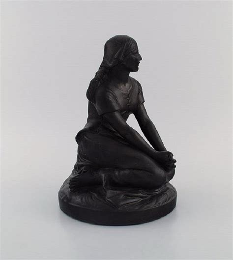 Danish Jeanne Darc Figure In Black Terracotta From L Hjorth For Sale