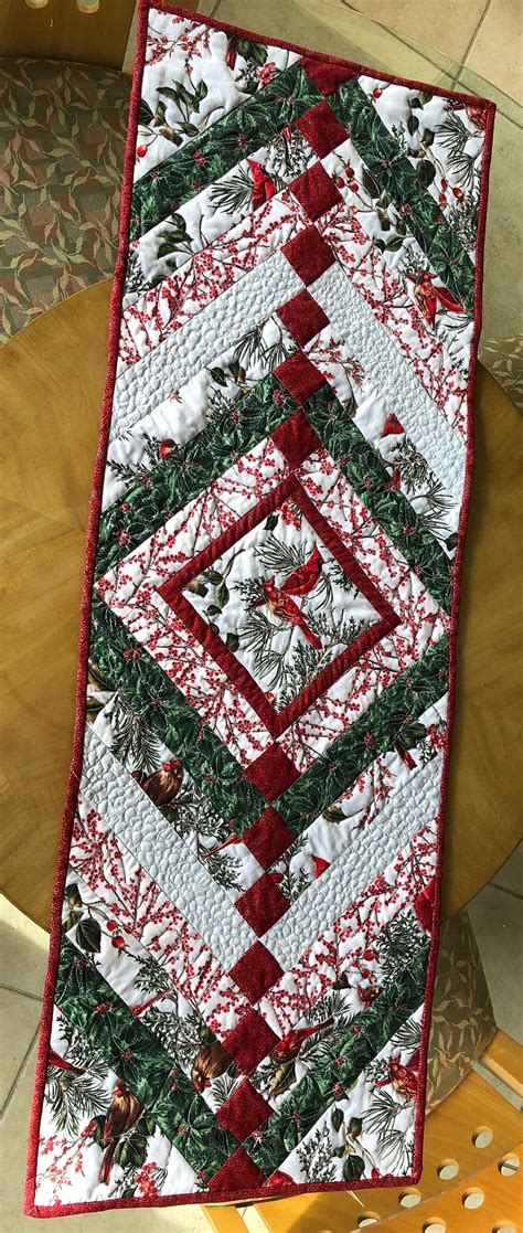 Pattern Christmas Cardinal/peacock Chevron Style Table Runner - Etsy
