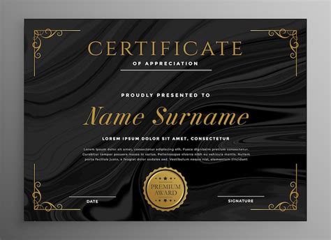 Free Vector Black Certificate Template For Multipurpose Use
