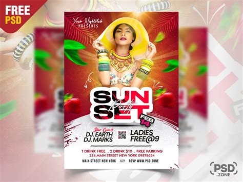 Summer Sunset Party Flyer Psd Template Psdfreebies Graphic Design Hot Sex Picture