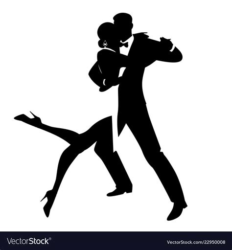 Silhouettes Of Elegant Couple Dancing Romantic Vector Image