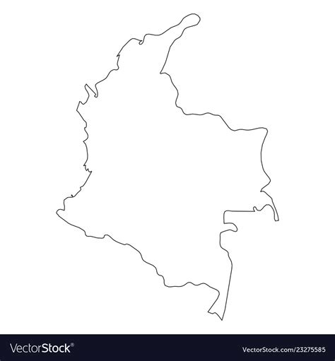 Colombia Solid Black Outline Border Map Of Vector Image