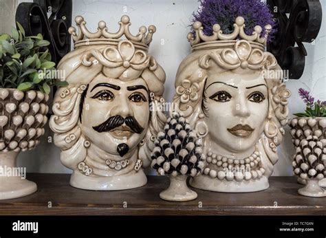 The Moorish Heads Of Sicily Italy Stock Photo Alamy