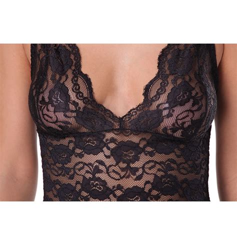Sexy Sheer Floral Lace Low Cut Cross Back Stretchy Open Crotch Bodysuit