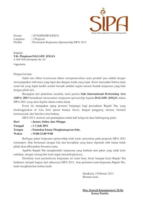 PDF Surat Permohonan Kerjasama Sponsorship Arsip DOKUMEN TIPS