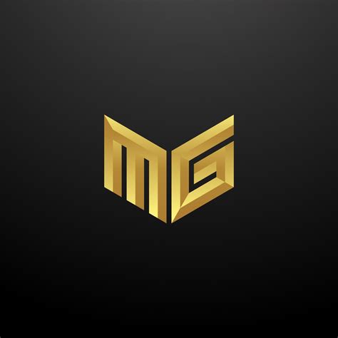 Mg Logo Monogram Letter Initials Design Template With Gold 3d Texture