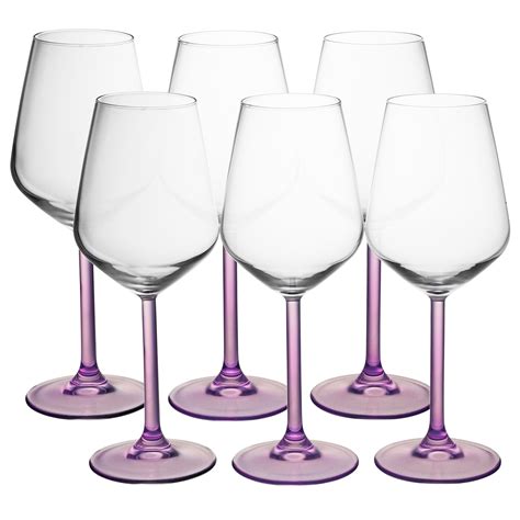 Large Wine Glasses Set Of 6 Purple Coloured Stem For Red And White Wine Winter 8693357399310 Ebay