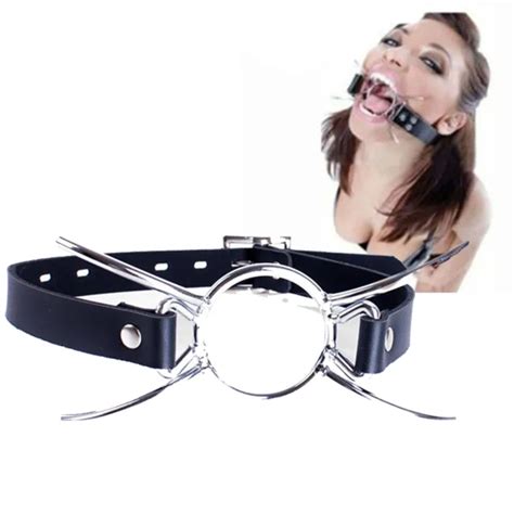 BONDAGE OPEN MOUTH Spider Gag Oral O Ring Fixation Deep Throat PU Leather Belt PicClick