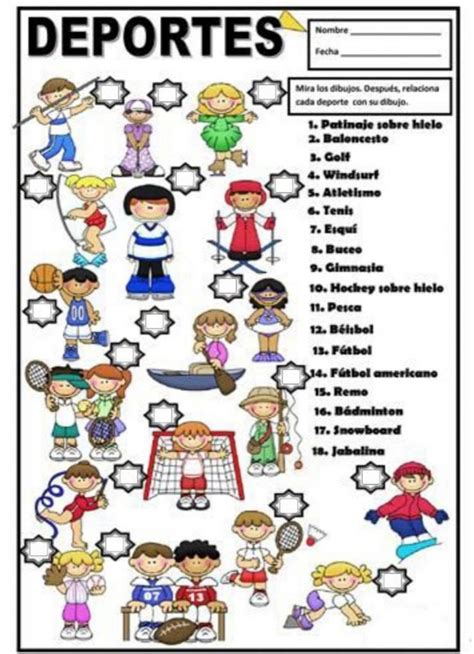 A Poster With The Words Deportes In Spanish And Pictures Of People On It