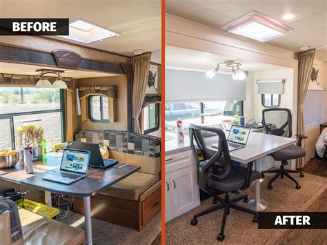 Rv Remodel With Ergonomic Workspace Before And After Adventurous Way