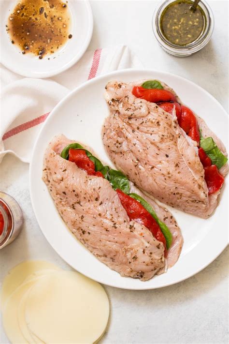 Grilled Stuffed Turkey Breasts With Spinach Roasted Red Peppers And
