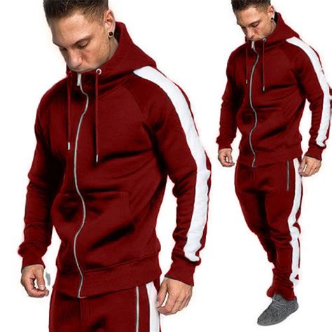 zogaa men joggers tracksuit two piece hoodies sweatpants set casual zipper outwear sweat suit 2