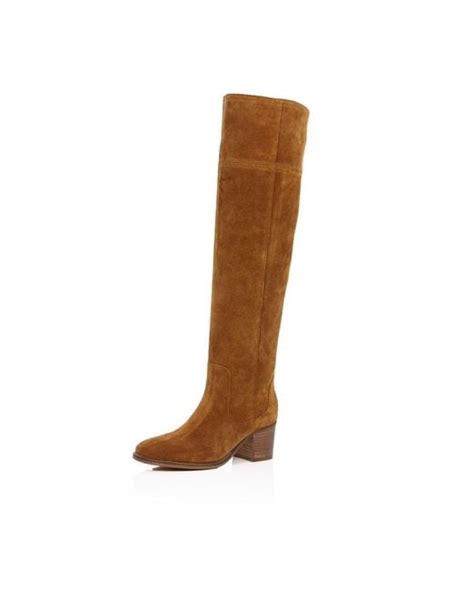 River Island Tan Brown Suede Over The Knee Boots Lyst