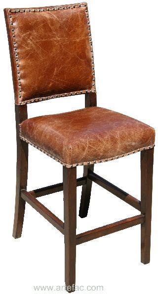 Antique Brown Genuine Cow Hide Leather Leather Counter Stools