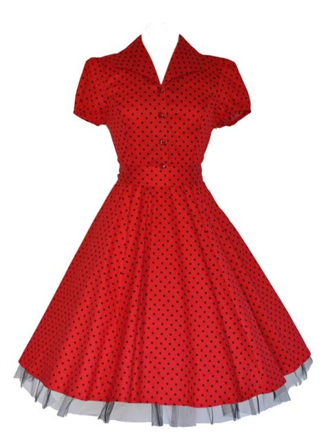 Ladies 40 S 50 S Vintage Style Red Polka Dot Classic Jive Shirt Dress New 8 26 Jive Dresses