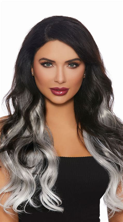 Curly Grey Ombre Extensions Long Grey Extensions
