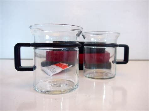 2 Vintage Bodum Captain Picard Glass Tea Or Coffee Cups W Plastic
