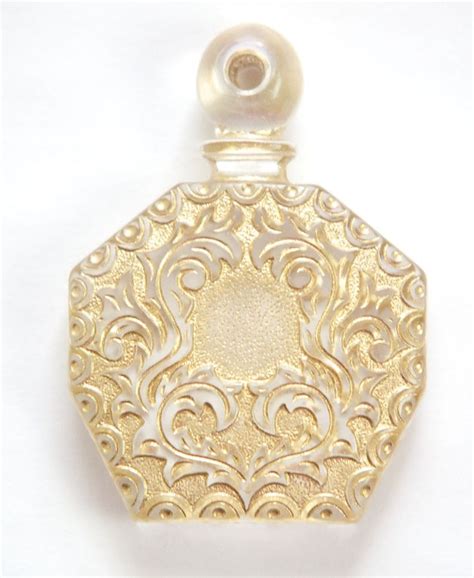 Vintage Clear Etched With Gold Faux Perfume Bottle Pendant Etsy