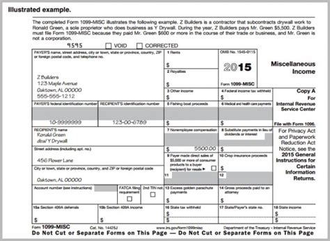 Printable Irs Form 1099 Misc For 2015 For Taxes To Be Filed In 2016