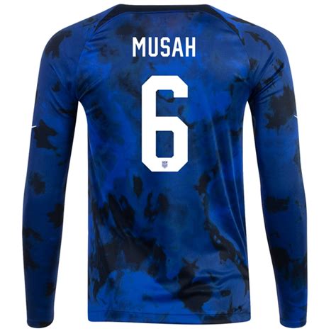 Nike United States Yunus Musah Long Sleeve Away Jersey 2223 Bright B