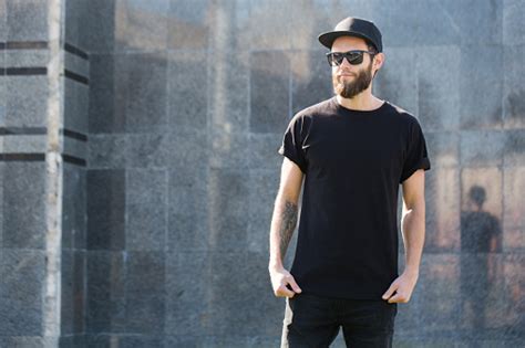 This is not to say that having how? Hipster Handsome Male Model With Beard Wearing Black Blank Tshirt With Space For Your Logo Or ...