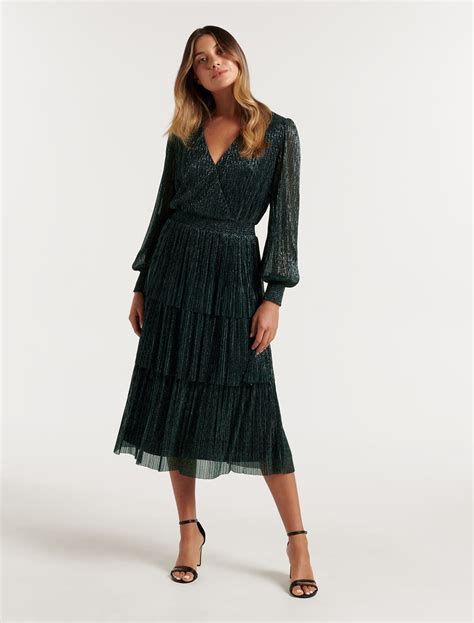 Winifred Plisse Midi Dress Womens Fashion Forever New