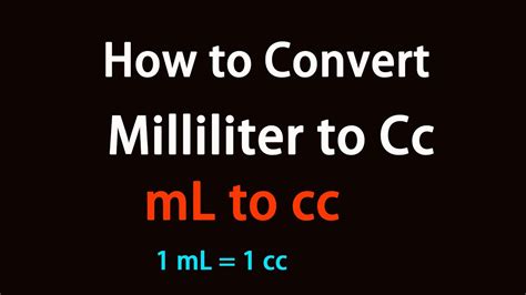 How To Convert Milliliter To Cc Youtube