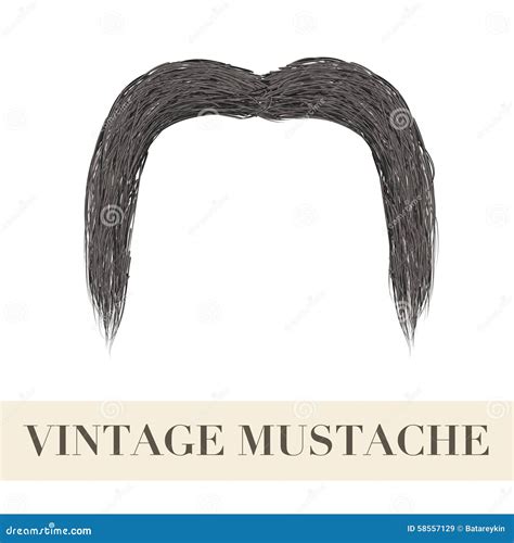 Realistic Black Vintage Drooping Mustache Stock Illustration