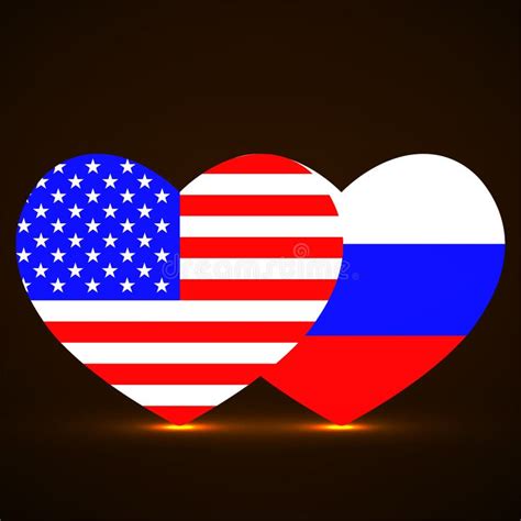 America And Russia Flags In Shape Of Heart Stock Vector Illustration
